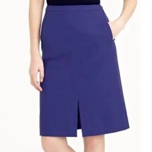 J.Crew Women Pencil Skirt Blue Size 4 Small S Pockets Lined Preppy Academia Midi
